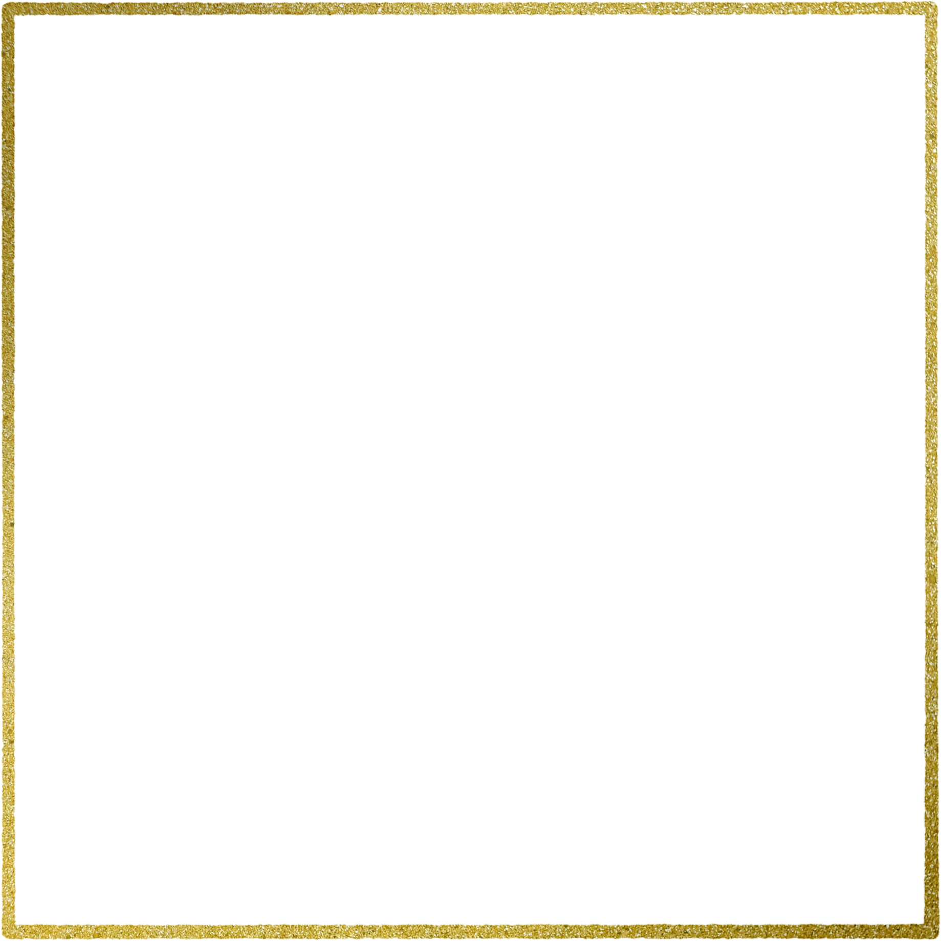 Gold square frame element with line border png.